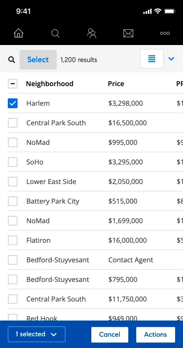 Bulk actions for mobile web