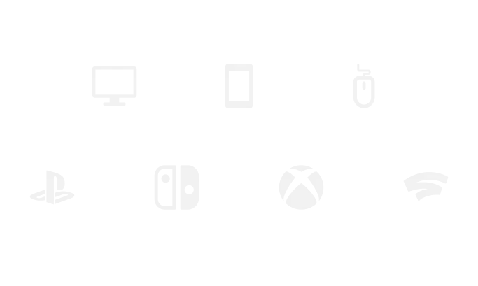 Icons showing devices types: TV, Mobile, PC, Playstation, Nintendo Switch, Xbox, and Stadia
