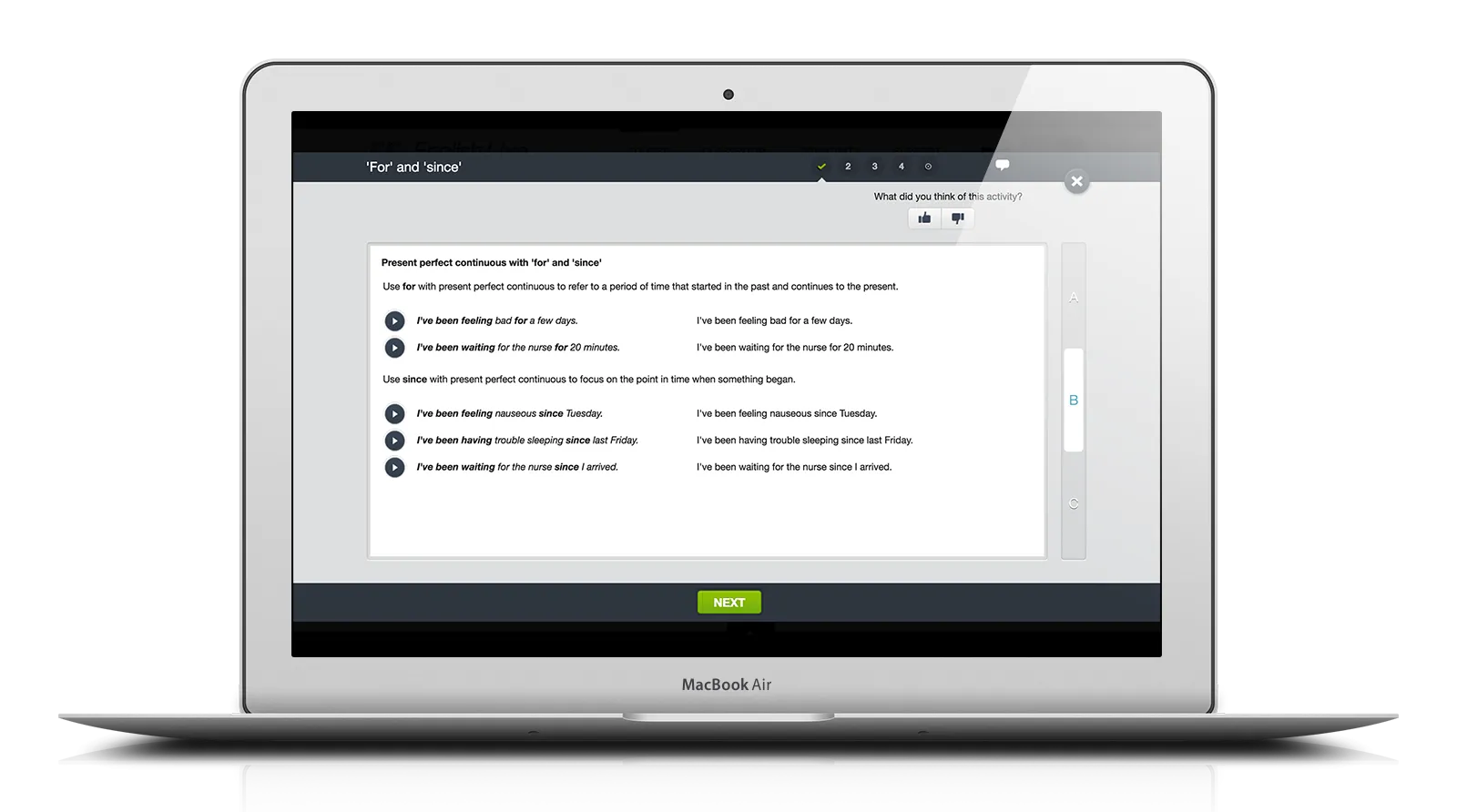 A dated-looking website explains English verb tenses