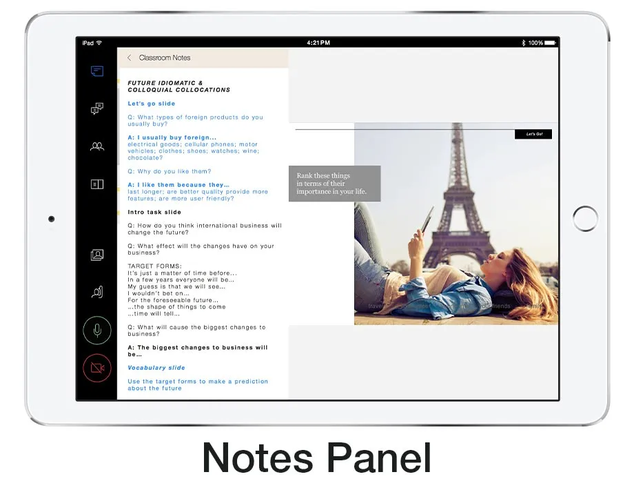 Notes allows students to record notes during class