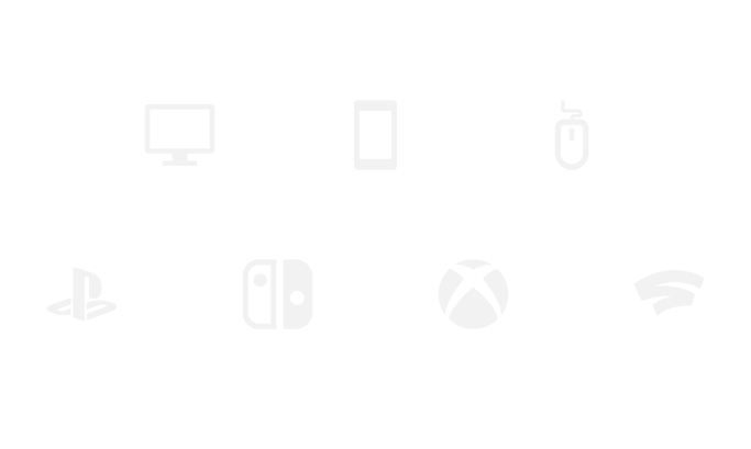 Icons showing devices types: TV, Mobile, PC, Playstation, Nintendo Switch, Xbox, and Stadia